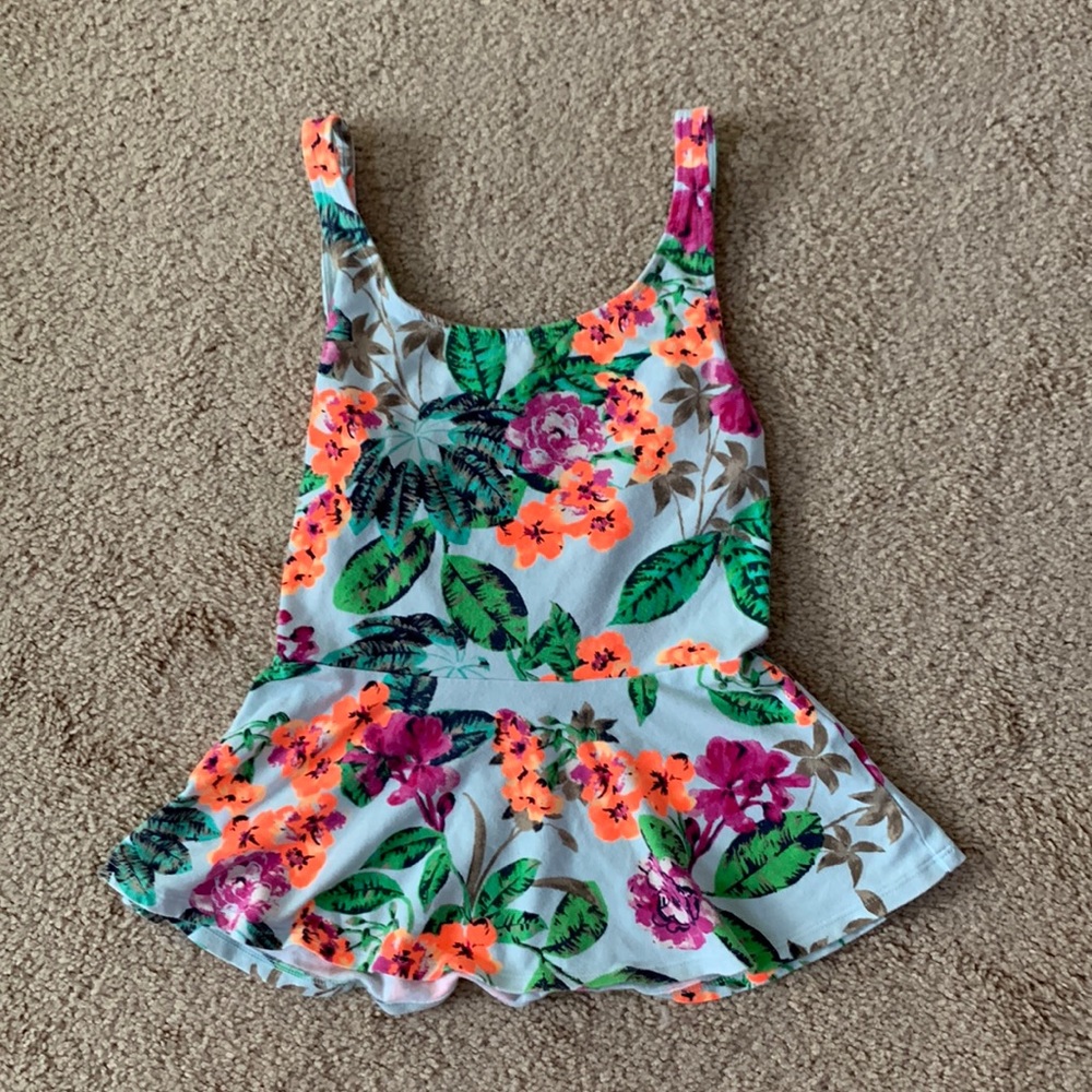 Express neon floral jungle tank top